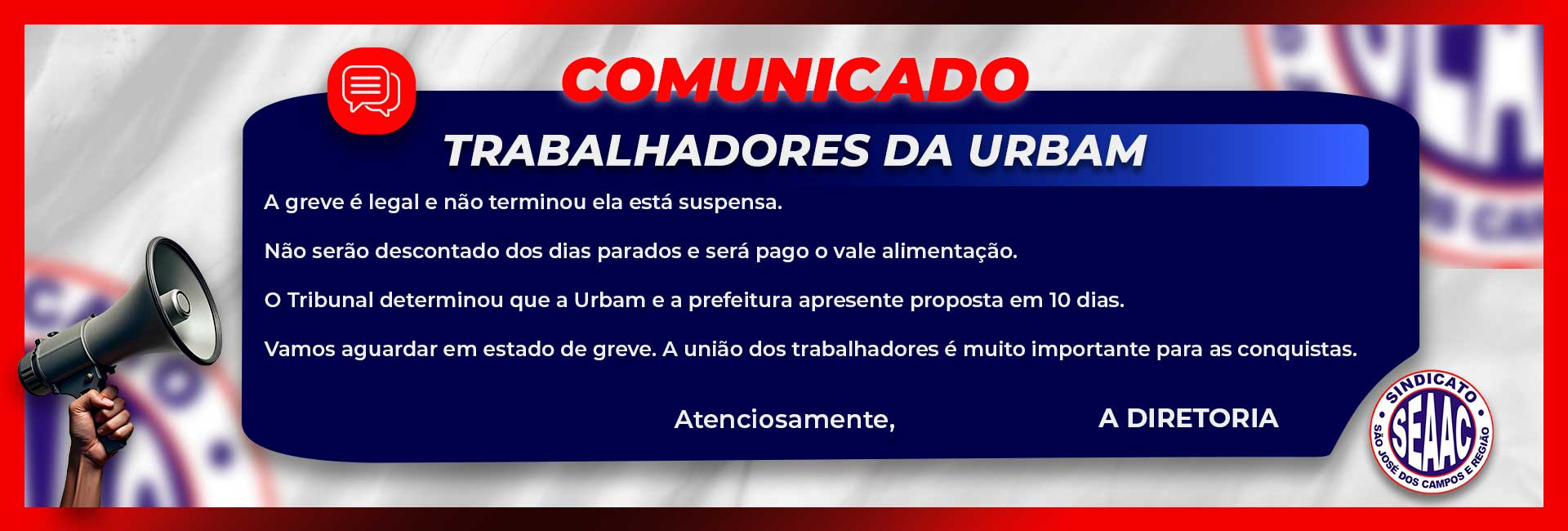 Comunicado Greve da Urbam